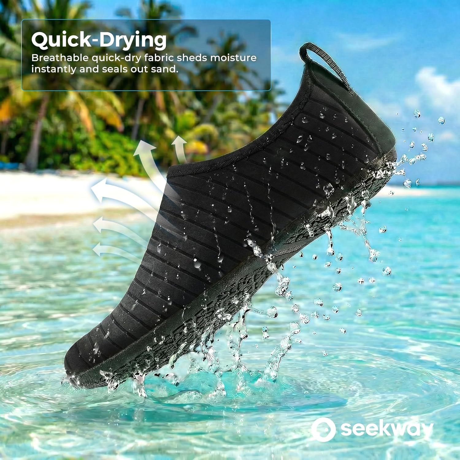 Water Shoes Women Men Adult Quick-Dry Aqua Socks Barefoot Non Slip for Beach Swim River Pool Lake Surf Black SK002(U)