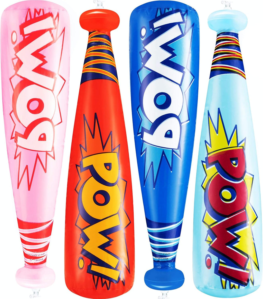Pow Inflatable Baseball Bat - (Pack of 12) 20 Inch Inflatable Toy Bat, Carnival Prizes, Baseball Party Favors Goodie Bag Stuffers, Decorations Party Prizes for Kids