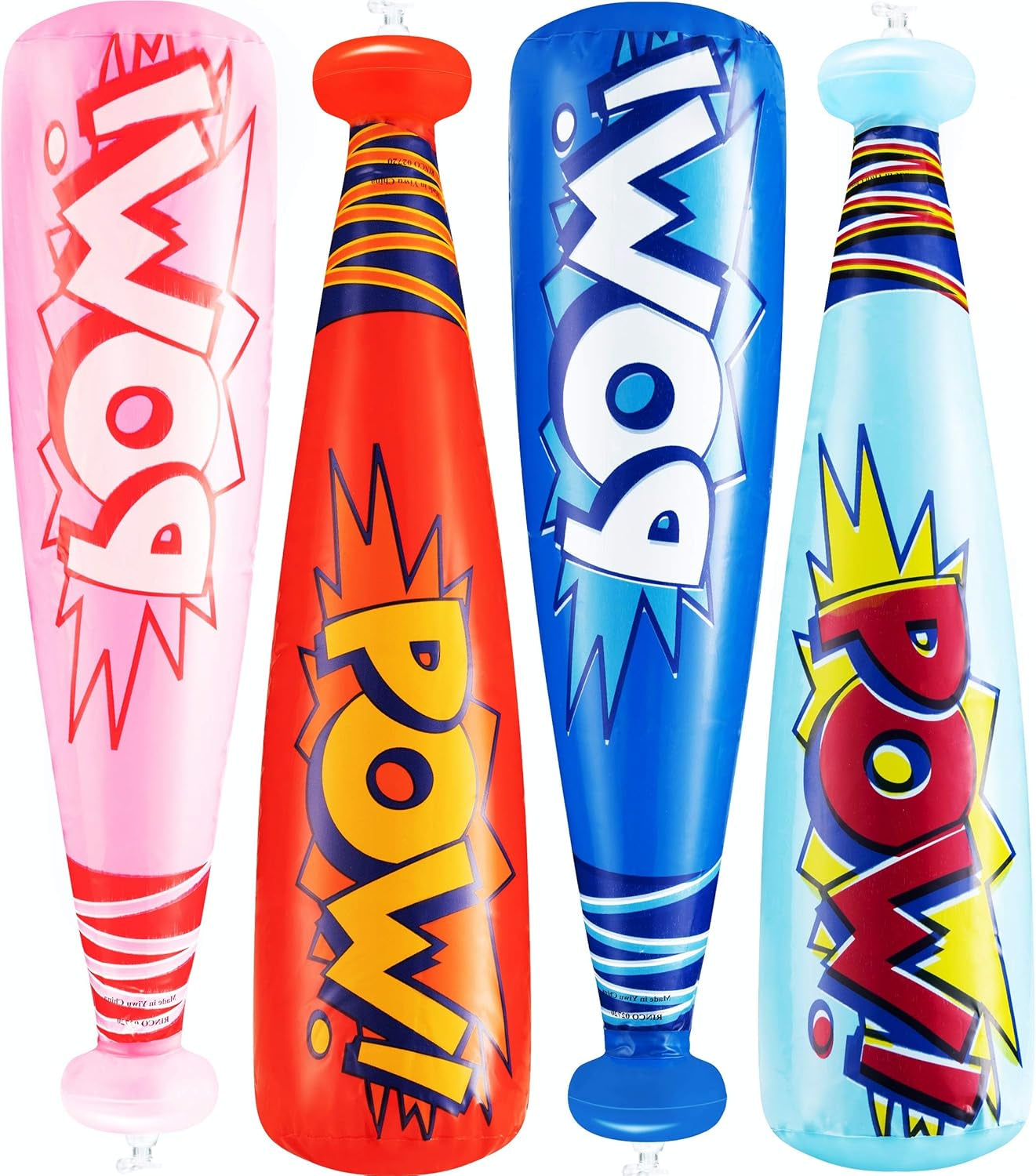 Pow Inflatable Baseball Bat - (Pack of 12) 20 Inch Inflatable Toy Bat, Carnival Prizes, Baseball Party Favors Goodie Bag Stuffers, Decorations Party Prizes for Kids