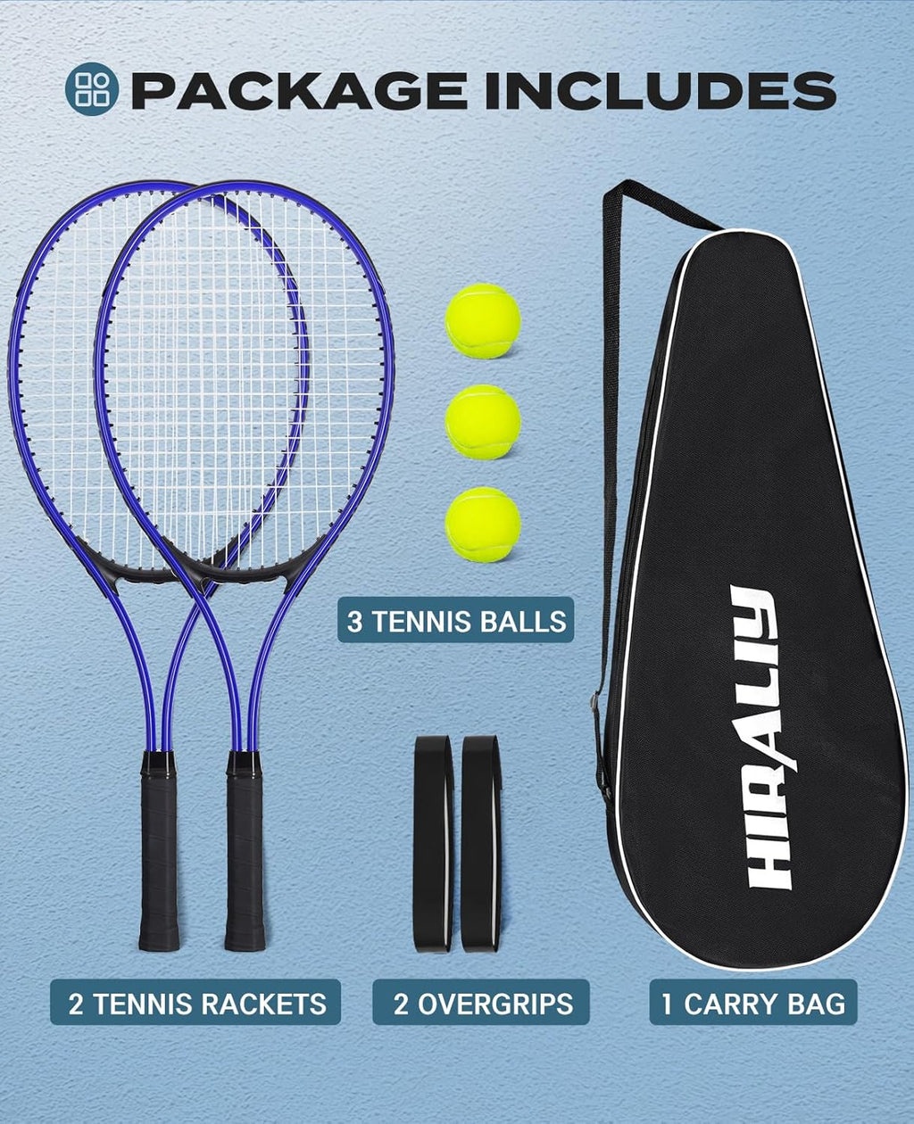 Tennis Rackets 2 Pack for Adults Beginners - 27 Inch Lightweight Aluminum Tennis Racquet Set with 3 Balls & Carry Bag - Vibration Dampening & Large Sweet Spot for Men Women Couples