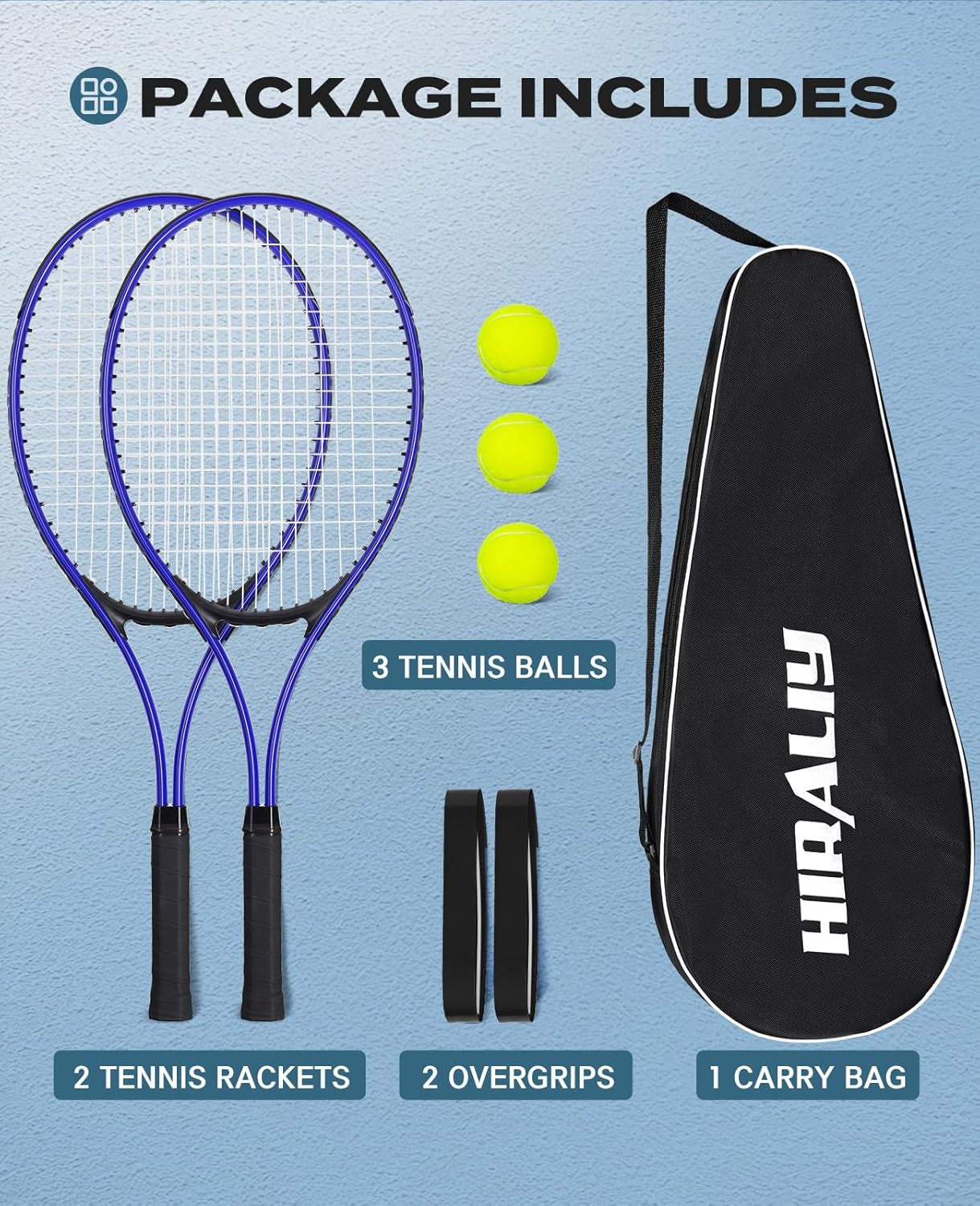 Tennis Rackets 2 Pack for Adults Beginners - 27 Inch Lightweight Aluminum Tennis Racquet Set with 3 Balls & Carry Bag - Vibration Dampening & Large Sweet Spot for Men Women Couples