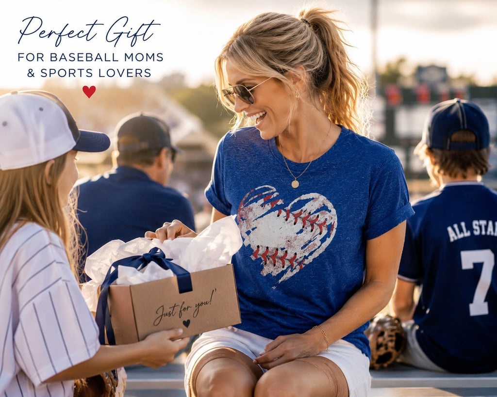 Baseball Shirts Women Baseball Mom Tshirt Baseball Heart Graphic Tee Game Day Gifts Funny Short Sleeve Tops