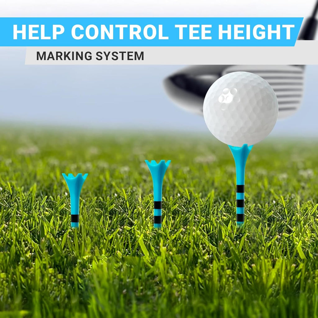 Professional Plastic Golf Tees 50/60/100 Pack (3-1/4" or 2-3/4"), Enhanced Durability & Stability, Engineered to Minimize Friction and Side Spin