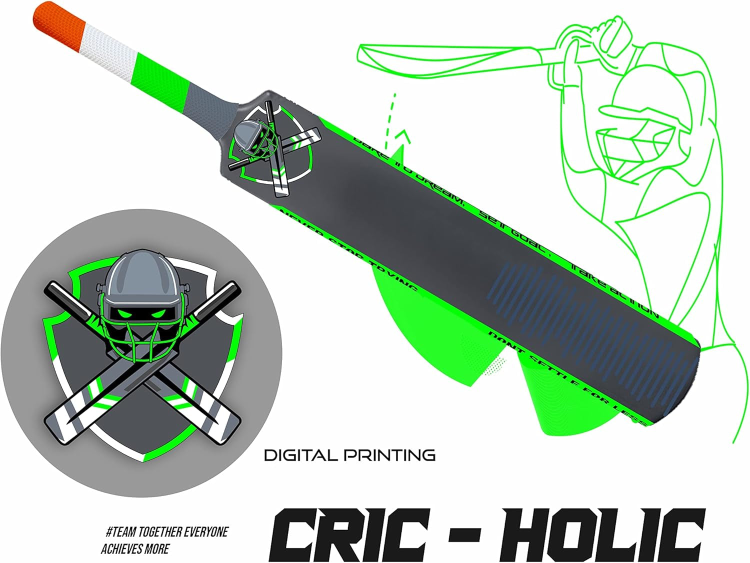 Cric-Holic Senior Plastic Cricket Full Size Bat (34 X 4.5 Inch) for All Age Group with Soft Cricket Ball Combo