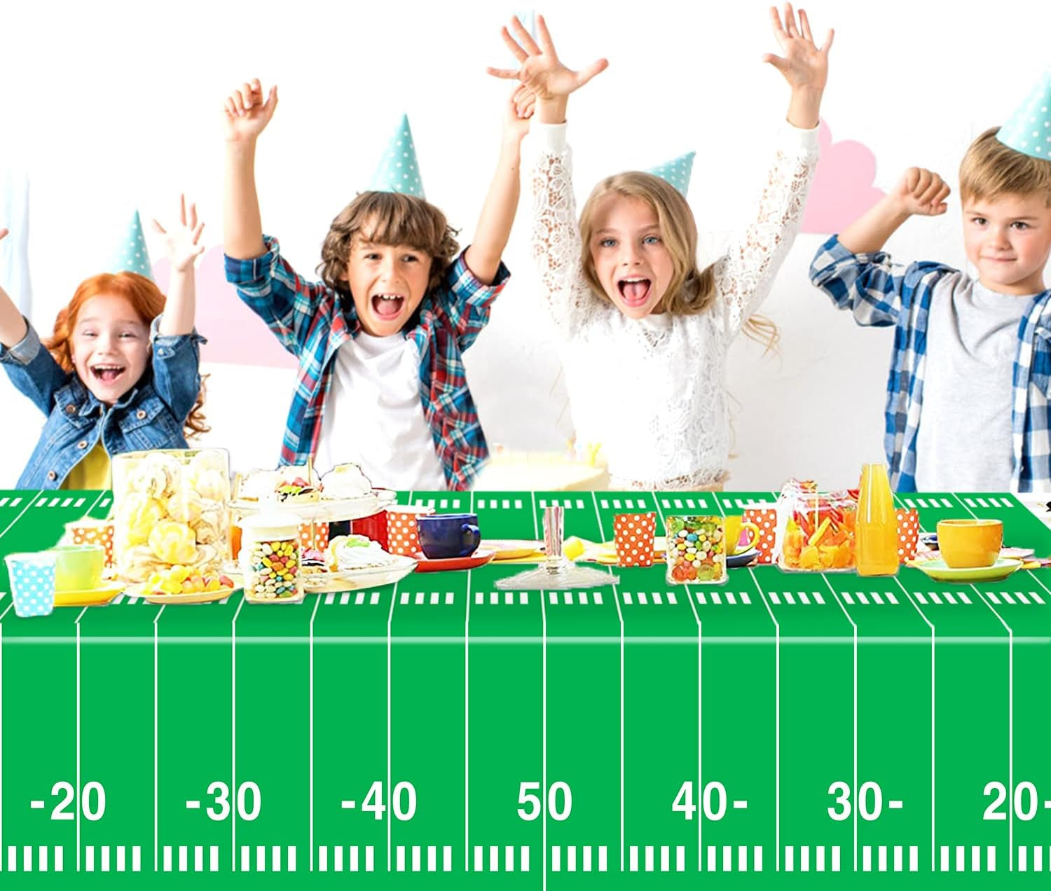 96 PCS Football Party Supplies Plates and Napkins Tableware Set Football Theme Party Decorations Including Paper Plates Napkins Cups for Football Birthday Party, 24 Guests
