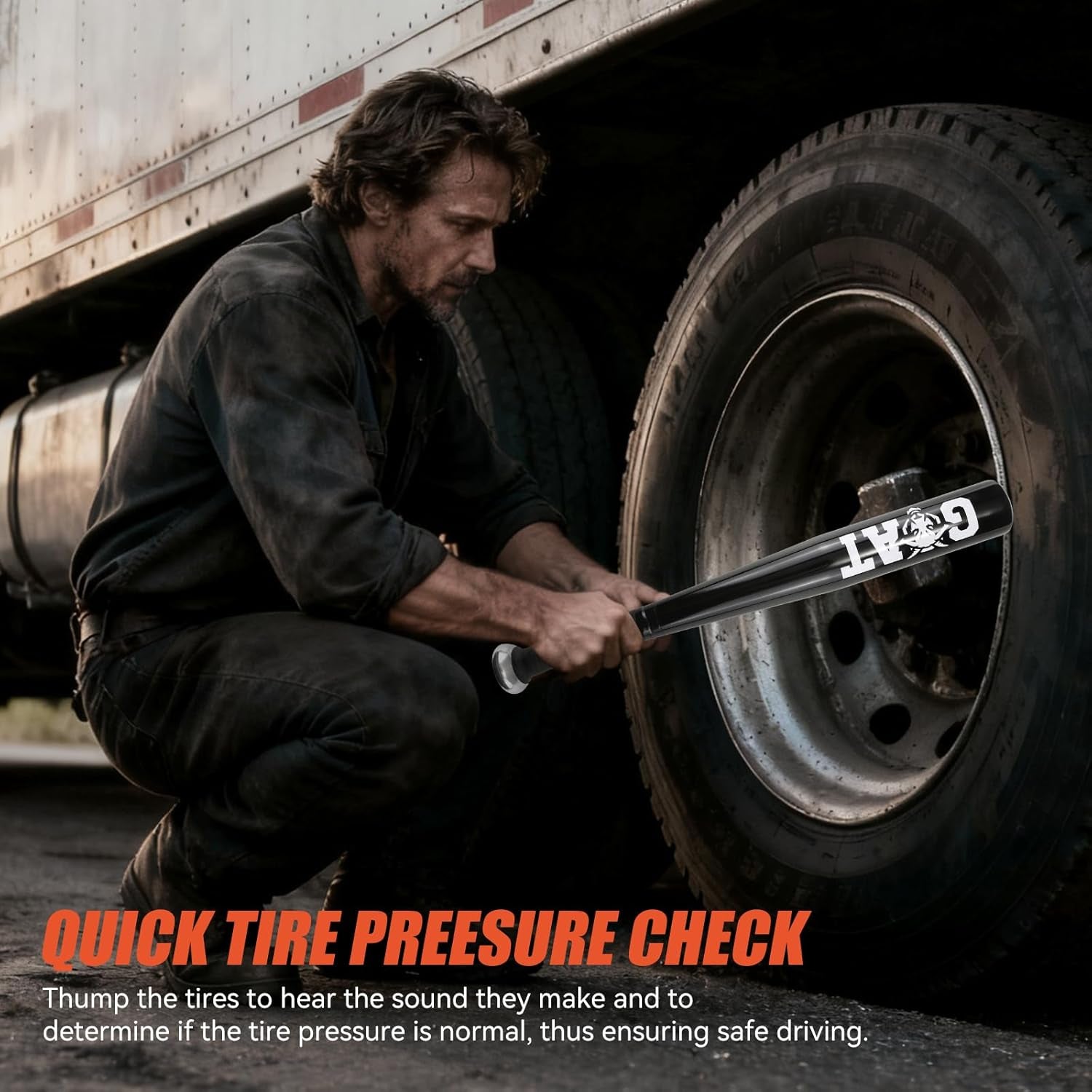 Tire Thumper for Truckers, 18 Inch Aluminum Baseball Bat, Lightweight Tire Thumper Keeps in Home, Car, Backpack
