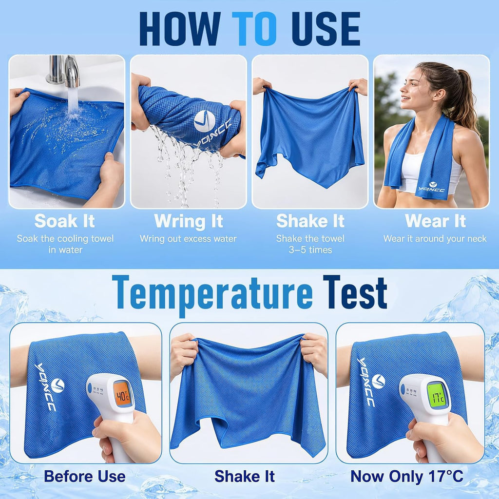 Cooling Towel | 2 Pack 47"X12" | Ice Cool for Neck | Soft Breathable Microfiber Chilly | for Yoga, Golf, Gym, Camping, Running, Workout & More Activities