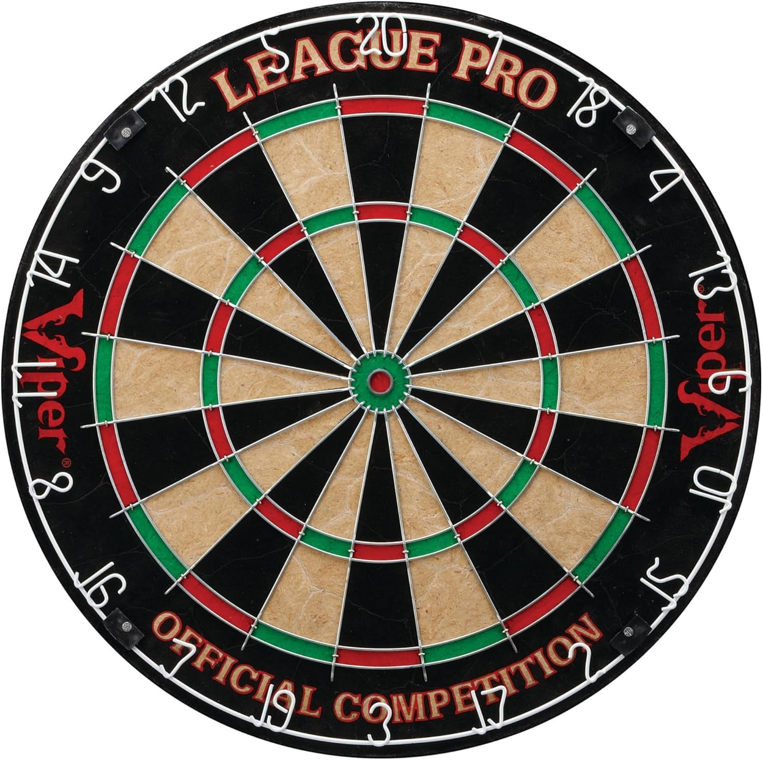 Viper League Pro Regulation Bristle Steel Tip Dartboard Starter Set with Staple-Free Bullseye, Radial Spider Wire, High-Grade Sisal with Rotating Number Ring, Chalk Cricket Scoreboard, Steel Tip Darts