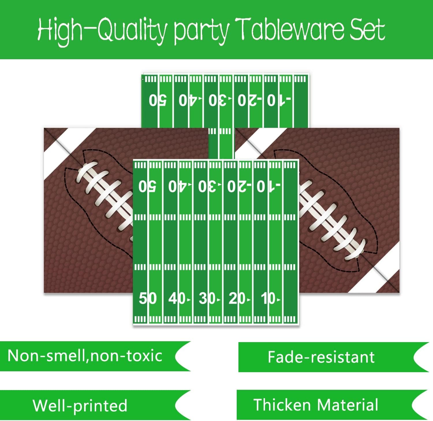 96 PCS Football Party Supplies Plates and Napkins Tableware Set Football Theme Party Decorations Including Paper Plates Napkins Cups for Football Birthday Party, 24 Guests
