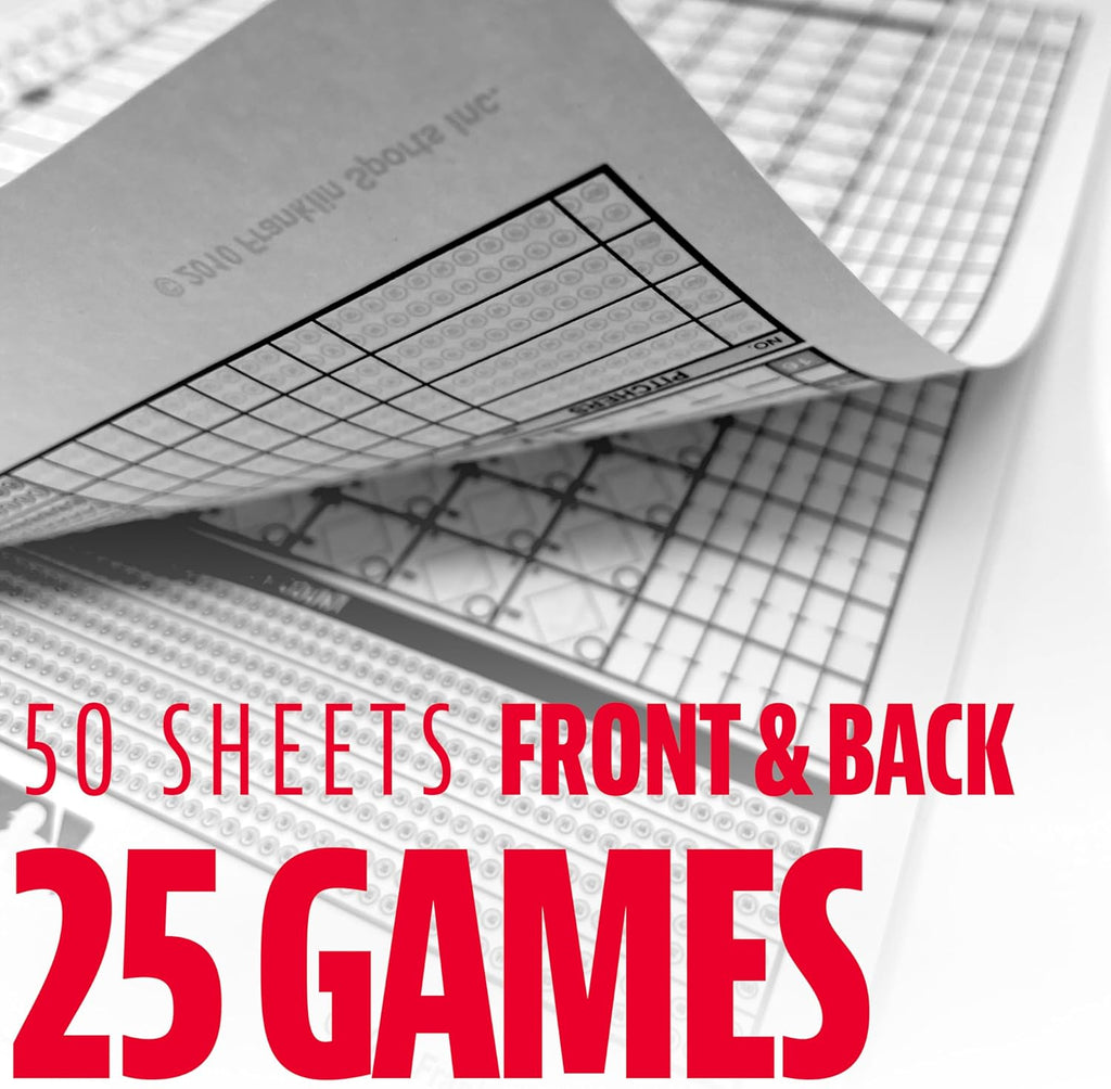 Franklin Sports MLB Baseball + Softball Scorebook - Book for Stats - Coaching Official Scorekeeper - 25 Games