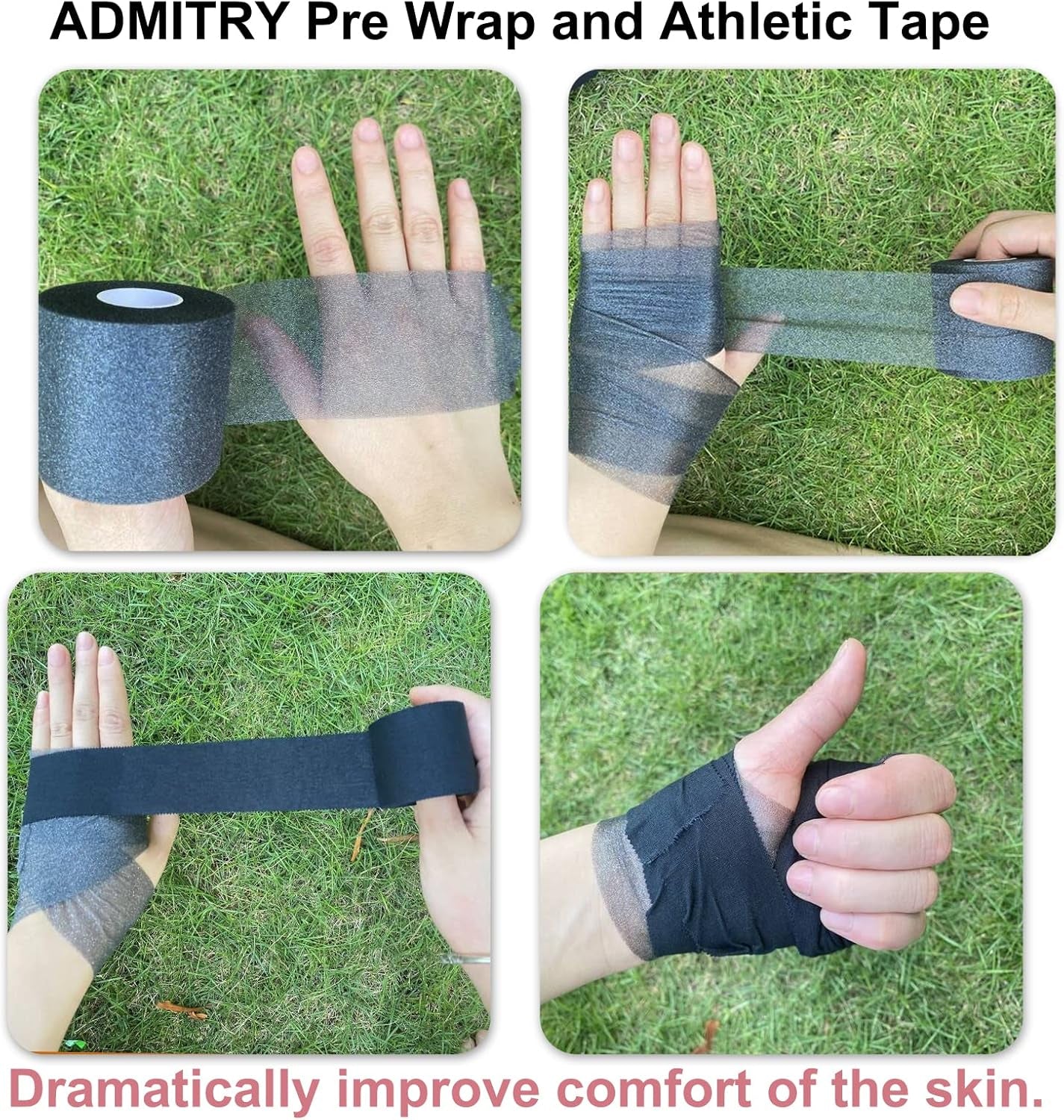 Athletic Tape,5 Pack Black Sports Tape,Strong Stick No Sticky Residue for Hockey Climbing Sports Medical Splints