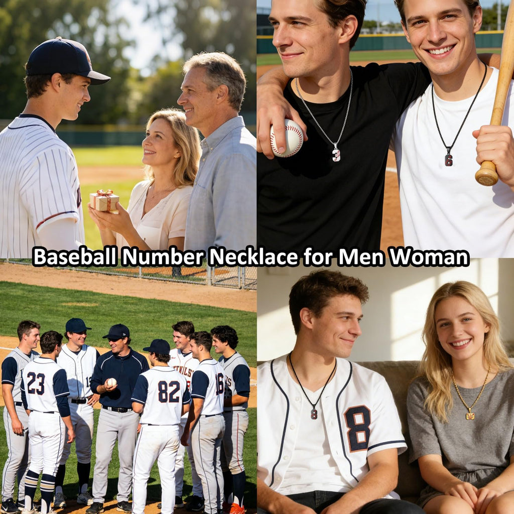 Baseball Number Necklace - Stainless Steel Chain Pendant for Men Athletes 00-99 Jersey Number Gift
