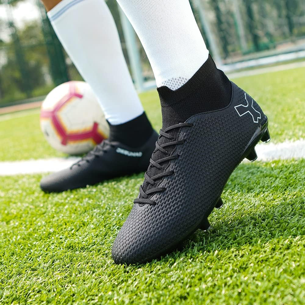 Men'S Soccer Cleats Football Cleats for Mens Big Boys High-Top Spikes Shoes for Youth Professional Training Turf Indoor Outdoor Sneaker