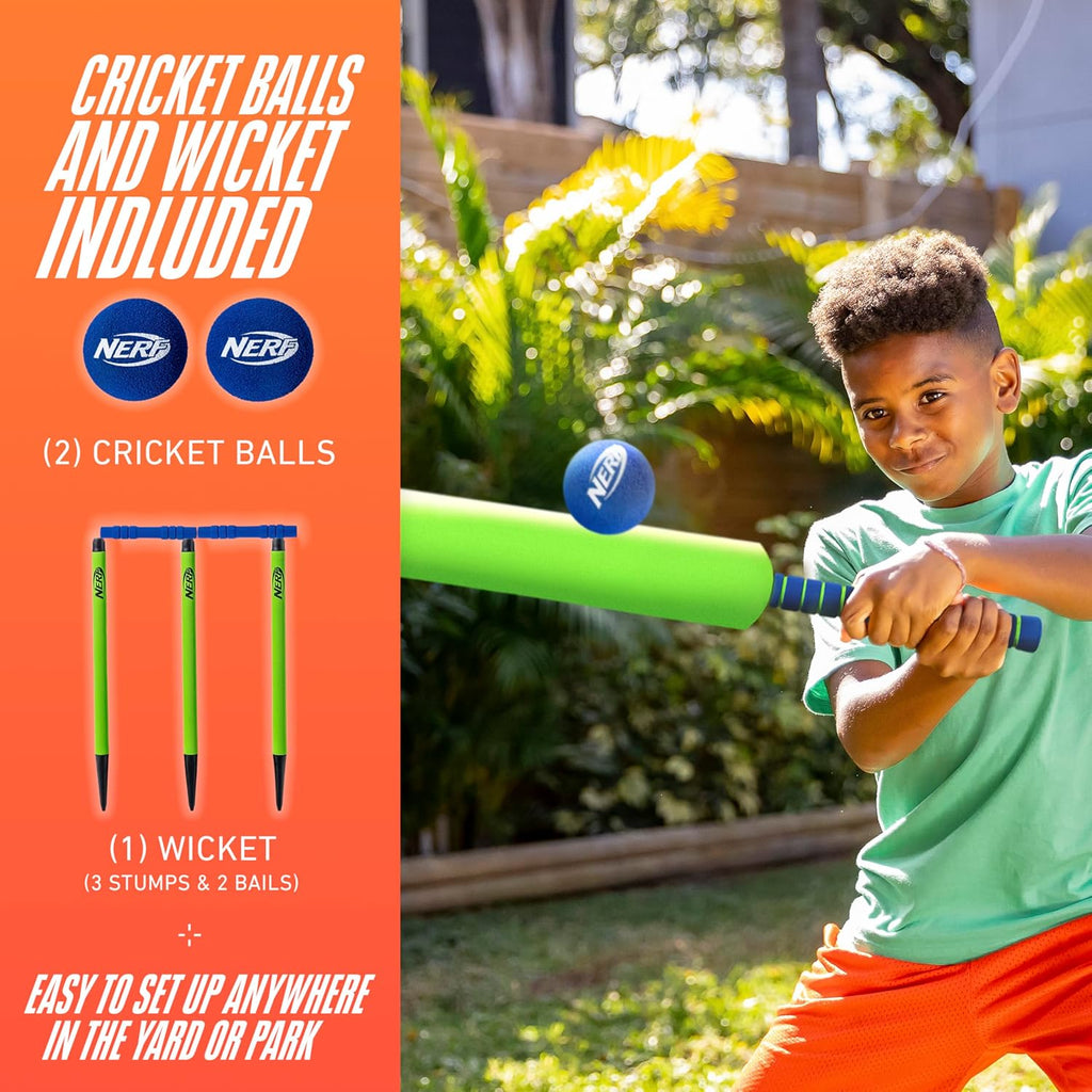 Foam Cricket Set - Full Starter Cricket with 30" Bat, (2) Foam Balls + (3) Plastic Wickets - Perfect for Adults, Kids + Beginners - Full Set