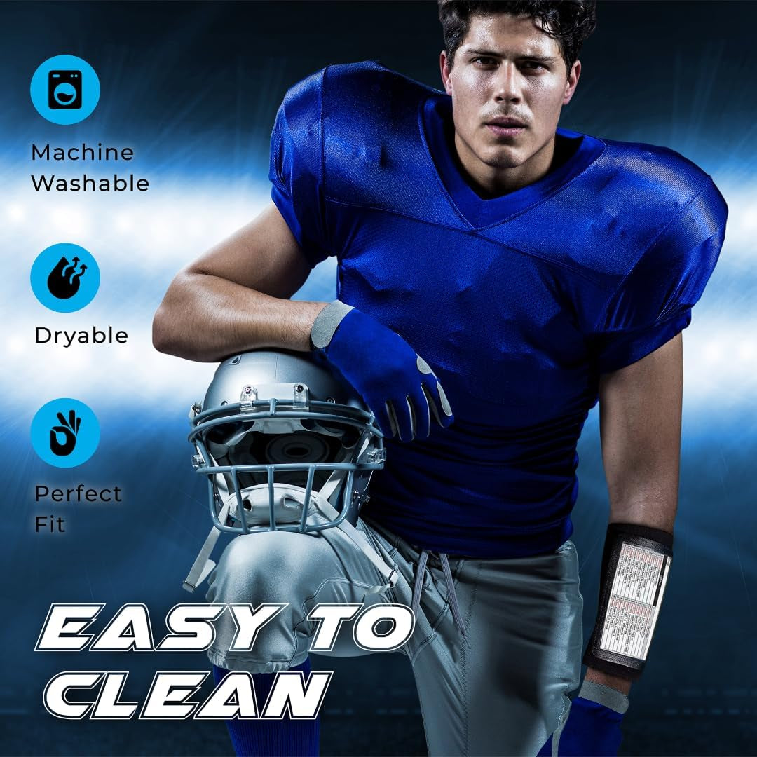 QB Playbook Wristband - Football Quarterback Play Wristbands for Adult and Youth - Wrist Coach for All Sports with 3 Compartments