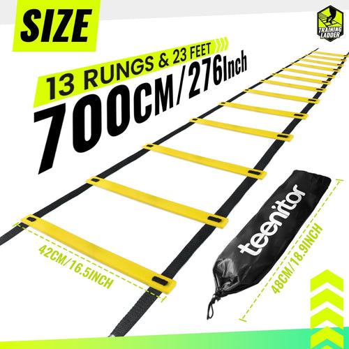 Agility Ladder Speed Ladder Training Ladder for Soccer, Speed, Football Fitness Feet Training Carry Bag Agility Training Equipment 13 Rungs, 23 Feet