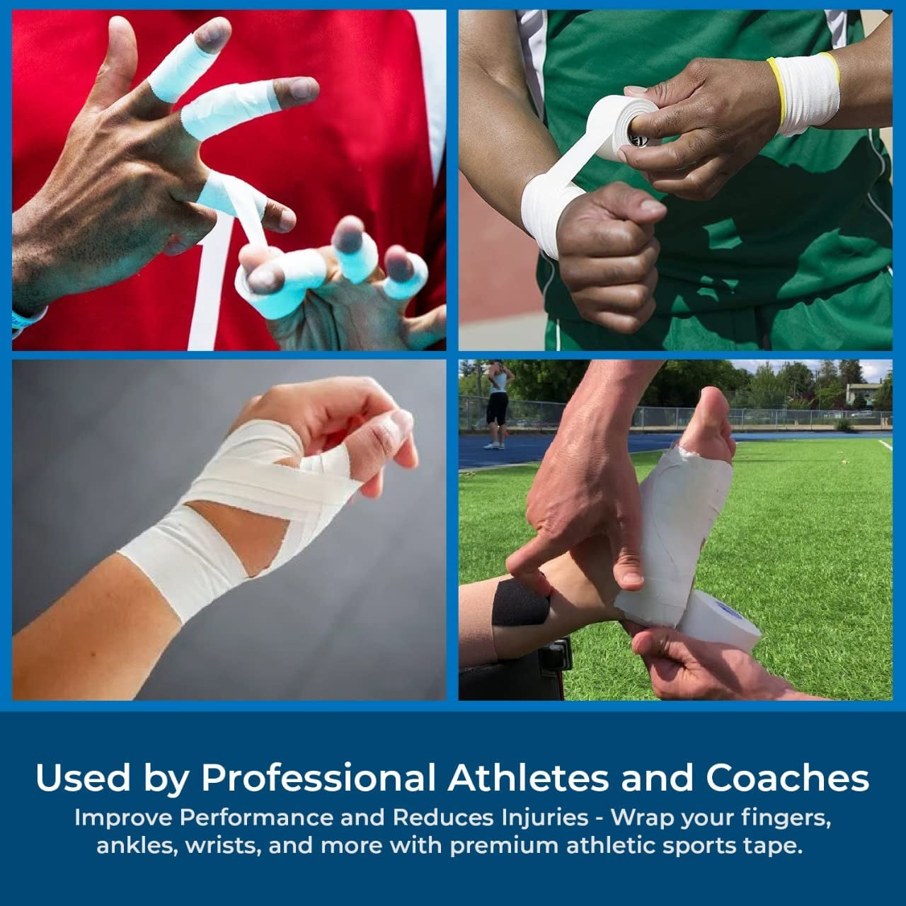 Athletic Sports Tape – 8 Adhesive Rolls -No-Sticky Residue – White Medical Tape - Sport Tape -Skin Friendly Athletic Tape 1.5" X 10 Yards for Athletes, Coaches, Amateurs (8, White)